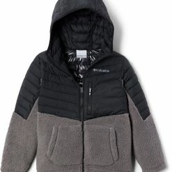 Cheapest 😀 Columbia Boys' Powder Lite Novelty Hooded Jacket Black/city Grey ✨