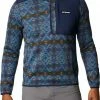 Cheapest 😀 Columbia Men's Sweater Weather Printed 1/2 Zip Fleece Pullover Cnyn Bl Blnkt Prnt/cl Nvy 🥰