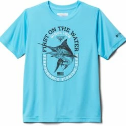 New ✨ Columbia Youth Terminal Tackle PFG First On Water Short Sleeve 👕 Shirt For Boys' Bright Nectar/bass 🔔
