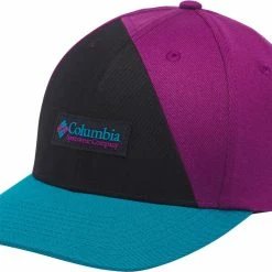 Hot Sale 👍 Columbia Unisex 110 Snap Back Hat For Men Black/plum/icon Patch 👏
