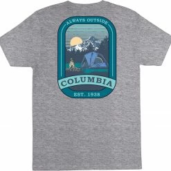 Best Pirce ⭐ Columbia Mens' Delphic Graphic T-Shirt Grey Heather 🤩