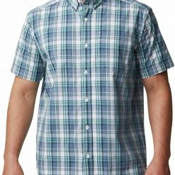 Best deal 👍 Columbia Men's Big & Tall Rapid Rivers II Short Sleeve Button Down 👕 Shirt Carnelian Red Large Plaid 😍