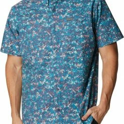 Outlet ✔️ Columbia Men's Brentyn Trail II Short Sleeve 👚 Shirt Deep Marine Dtty Disguise ✔️