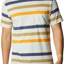 Hot Sale ⭐ Columbia Men's Glendoveer Pocket Short Sleeve T-Shirt Chalk Everyday Stripe 😍