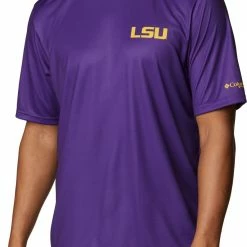 Promo ⭐ Columbia Men's LSU Tigers Purple Terminal Tackle 👕 Shirt 👏