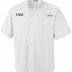 Deals 🔥 Columbia Men's LSU Tigers White Tamiami Performance 👕 Shirt 😀