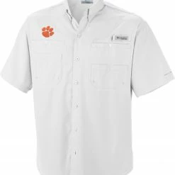 Best Sale 🔥 Columbia Men's Clemson Tigers White Tamiami Performance 👚 Shirt 😉