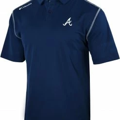 Hot Sale 🎁 Columbia Men's Atlanta Braves Navy Shotgun Polo 😀
