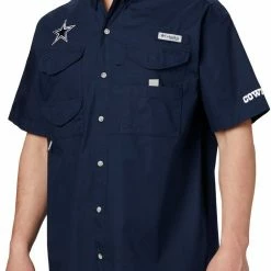Brand new 😉 Columbia Men's Dallas Cowboys Bonehead Navy Buttoned T-Shirt 👍