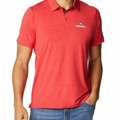 Budget 👏 Columbia Men's Georgia Bulldogs Red Tech Trail Polo ✨
