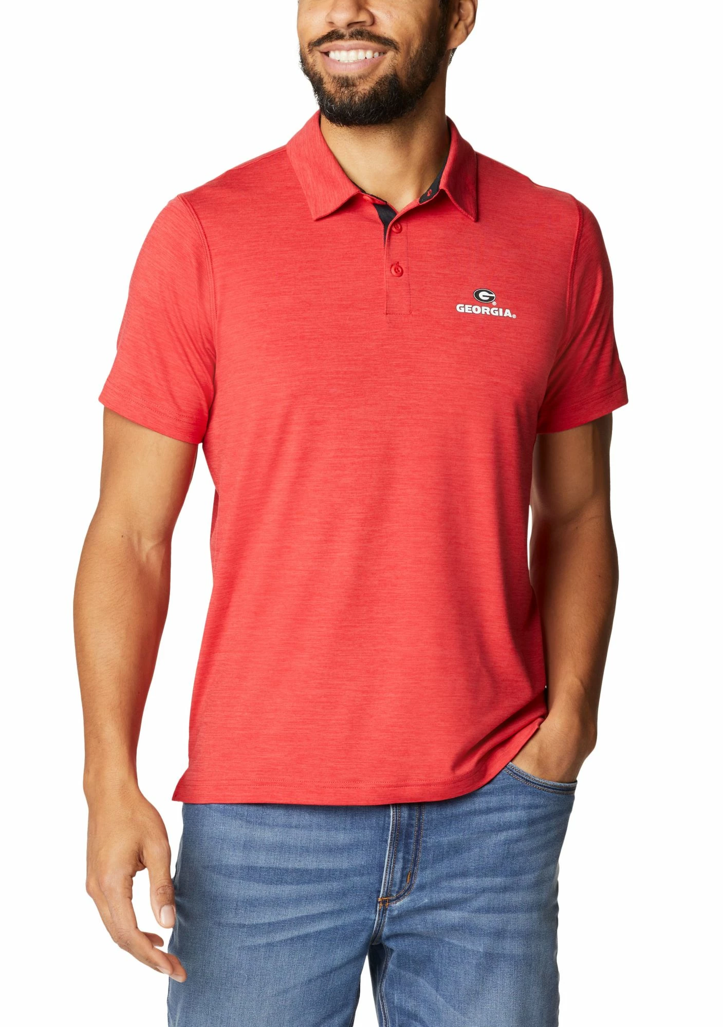 Budget ๐ Columbia Men's Georgia Bulldogs Red Tech Trail Polo โจ