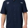 Best Sale 🔔 Columbia Men's Dallas Cowboys Tamiami Navy Woven T-Shirt 👏