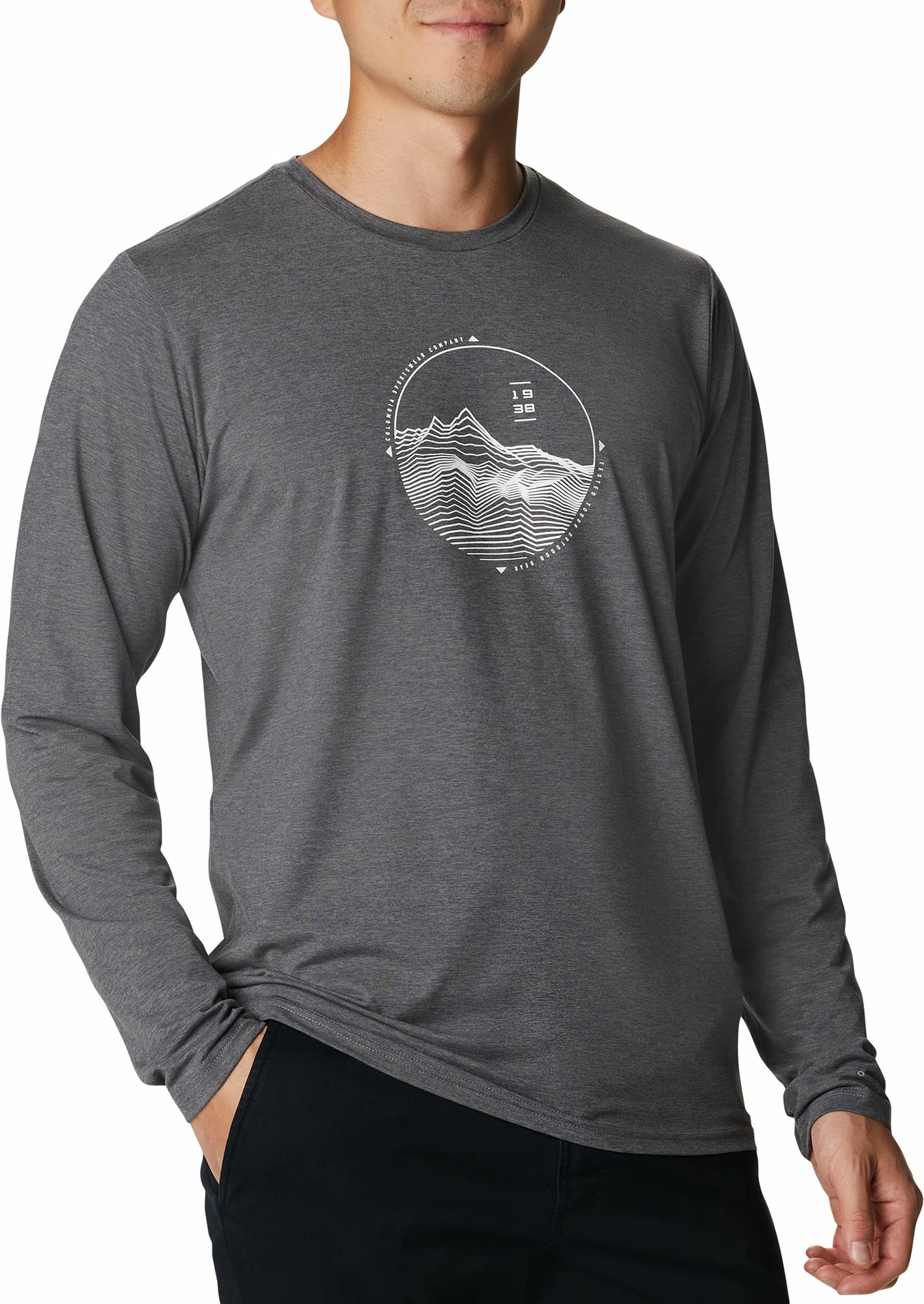 Cheap ๐ Columbia Men's Tech Trail Graphic Long Sleeve ๐ Shirt Sky Blue Hther/cntr Grphc ๐ฅฐ - Image 4