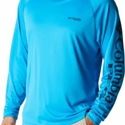 New ✔️ Columbia Men's PFG Terminal Tackle Long Sleeve 👚 Shirt Red Hibiscus/white Logo 🌟