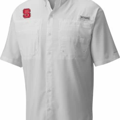 Wholesale 🔔 Columbia Men's NC State Wolfpack Tamiami Performance White 👚 Shirt ⌛