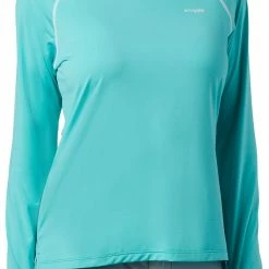 Promo 🔔 Columbia 👩 Women's PFG Tamiami Heather Knit Long Sleeve 👚 Shirt Dolphin/white 🧨
