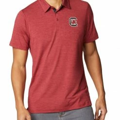 Outlet ⌛ Columbia Men's South Carolina Gamecocks Garnet Tech Trail Polo 🎉