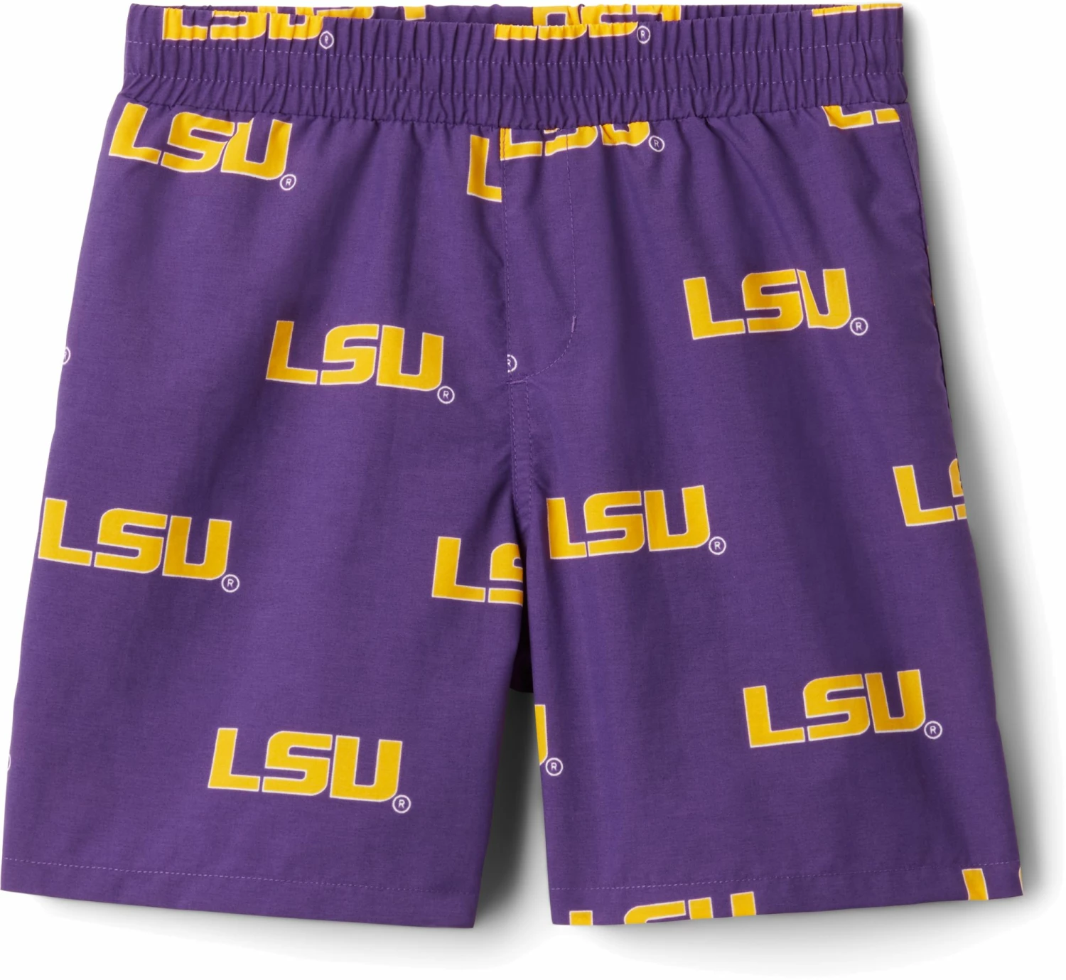 New โ Columbia Youth LSU Tigers Backcast Printed Performance Purple Shorts For Boys' ๐