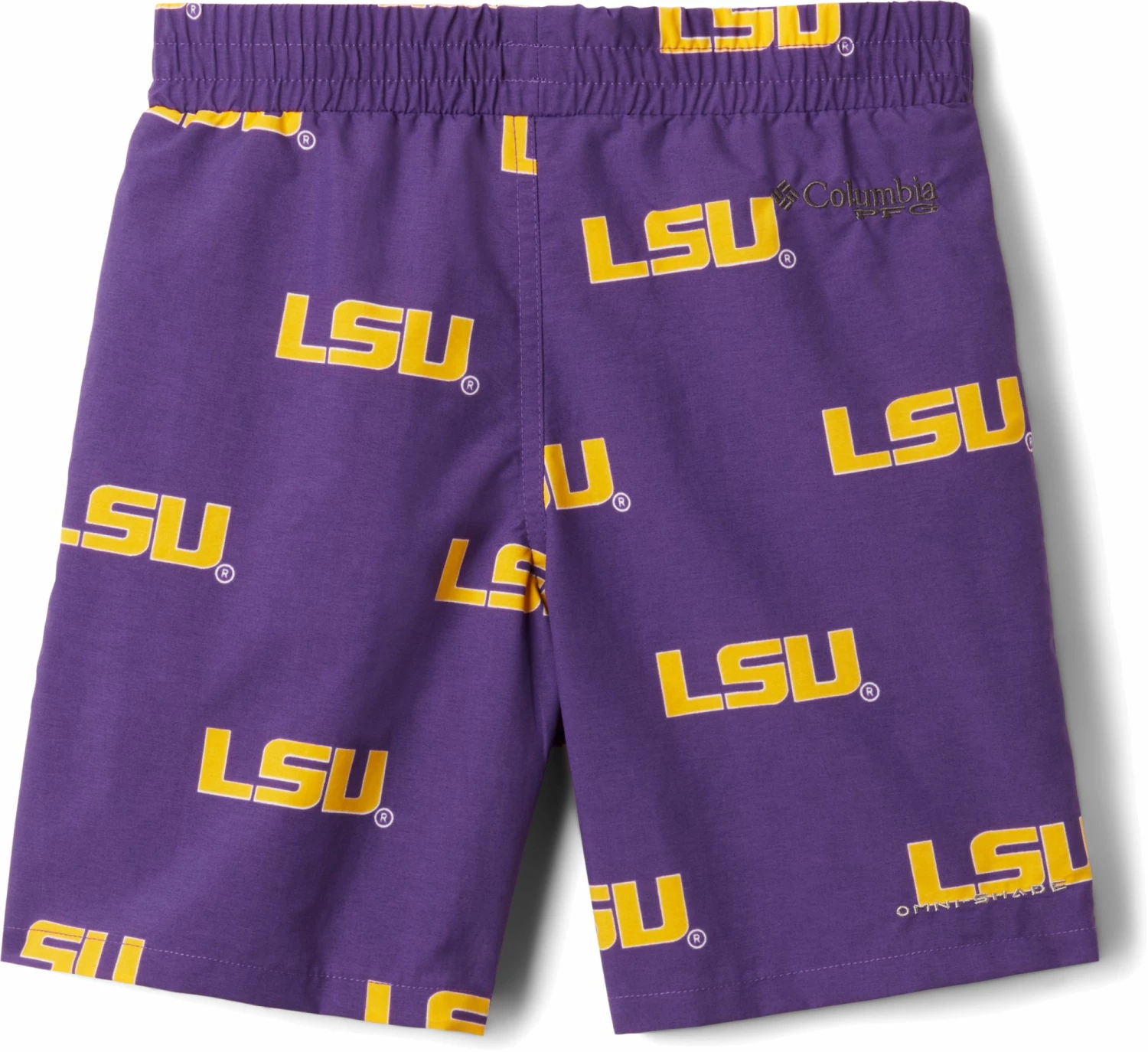 New โ Columbia Youth LSU Tigers Backcast Printed Performance Purple Shorts For Boys' ๐ - Image 2