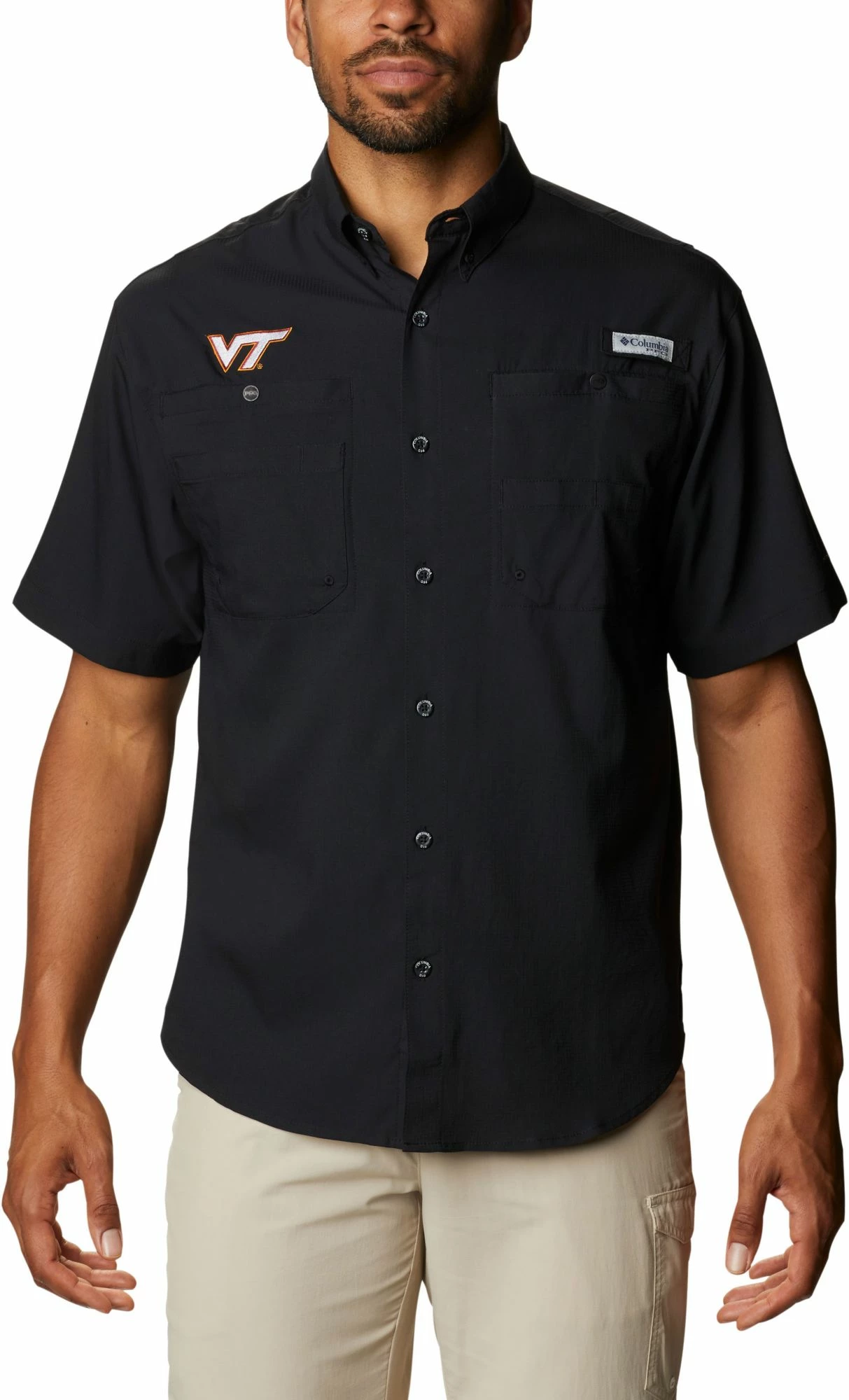 Hot Sale ๐งจ Columbia Men's Virginia Tech Hokies Tamiami Performance Black ๐ Shirt ๐