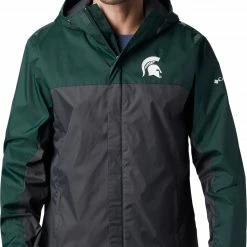 Budget 🎉 Columbia Men's Michigan State Spartans Green/Grey Glennaker Storm Jacket 😍