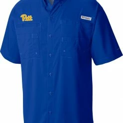 New ✨ Columbia Men's Pitt Panthers Blue Tamiami Button Down 👕 Shirt ❤️