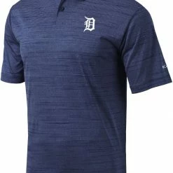 New 🥰 Columbia Men's Detroit Tigers Navy Omni-Wick Set Performance Polo 👏