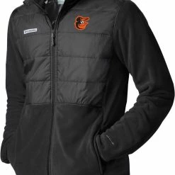 New 🥰 Columbia Men's Baltimore Orioles Black Full-Zip Fleece Jacket 👏