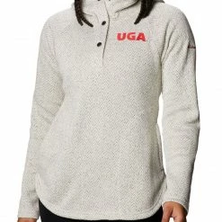 Coupon ⭐ Columbia 👩 Women's Georgia Bulldogs Darling Days Half-Snap White Hoodie 🎁
