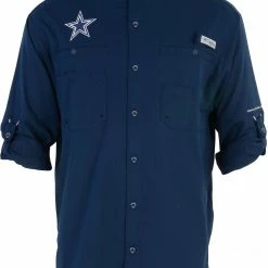 Cheapest 👍 Columbia Men's Dallas Cowboys Tamiami Navy Button-Up 👗 Dress 👕 Shirt 👏