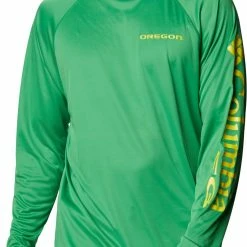 Outlet ❤️ Columbia Men's Oregon Ducks Green Terminal Tackle Long Sleeve T-Shirt 🛒