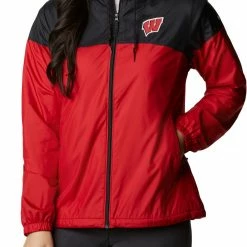 Cheap 👏 Columbia 👩 Women's Wisconsin Badgers Red/Black Flash Forward Lined Jacket 🎁