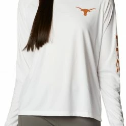 Cheapest ✔️ Columbia 👩 Women's Texas Longhorns White Tidal Long Sleeve T-Shirt 👍