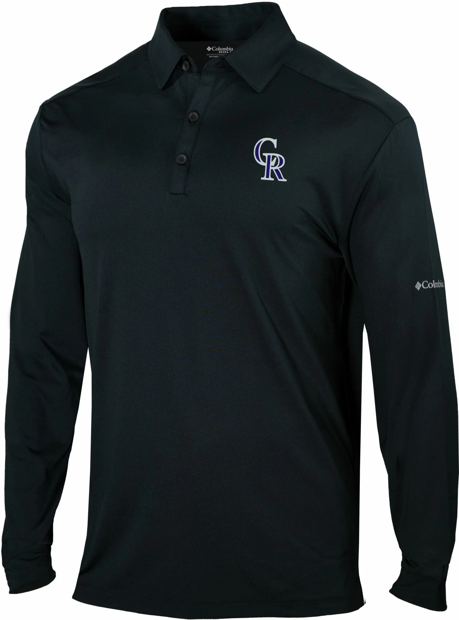 Outlet ๐ Columbia Men's Colorado Rockies Black Pin High Long Sleeve Polo ๐