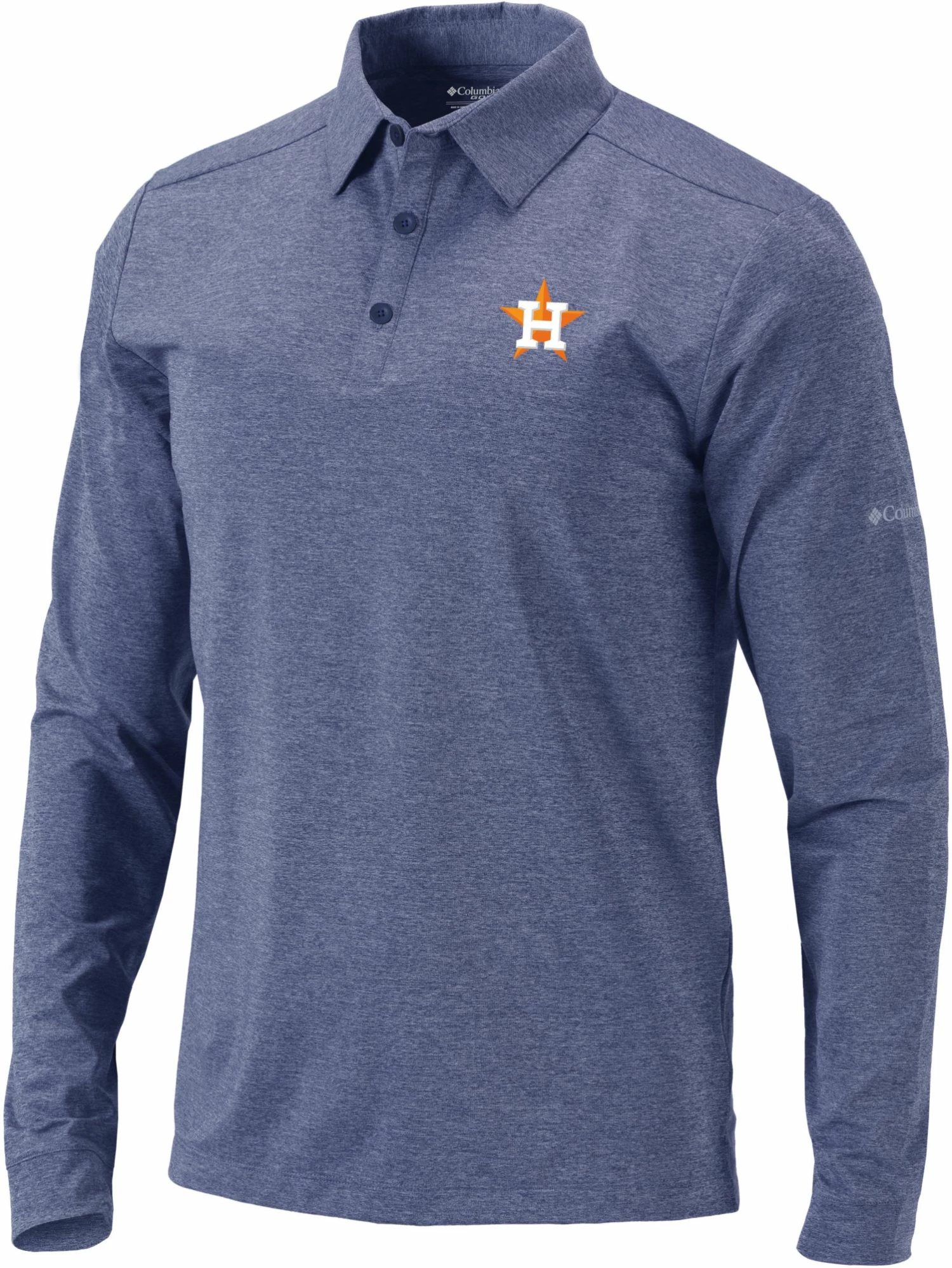 Budget ๐ Columbia Men's Houston Astros Navy Pin High Long Sleeve Polo ๐