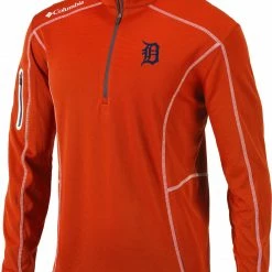 Discount 👏 Columbia Men's Detroit Tigers Orange Shotgun Quarter-Zip 👕 Shirt 👍