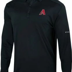 Best Pirce 🛒 Columbia Men's Arizona Diamondbacks Black Pin High Long Sleeve Polo ⌛