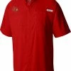Outlet 😉 Columbia Men's Louisville Cardinals Cardinal Red Tamiami Button Down 👚 Shirt ✔️
