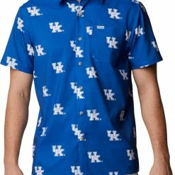 Outlet 🧨 Columbia Men's Kentucky Wildcats Blue Super Slack Button Down 👚 Shirt 🎉