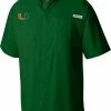 Brand new 🧨 Columbia Men's Miami Hurricanes Green Tamiami Short Sleeve Button Down 👕 Shirt 👍