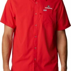 New 🌟 Columbia Men's Georgia Bulldogs Red Slack Tide Button-Down 👕 Shirt 💯