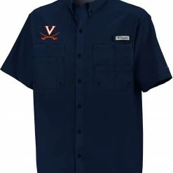 Best deal ✔️ Columbia Men's Virginia Cavaliers Blue Button-Down Performance Short Sleeve 👚 Shirt ❤️