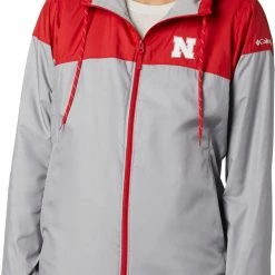 Discount ⭐ Columbia 👩 Women's Nebraska Cornhuskers Scarlet/Grey CLG Flash Forward Lined Jacket 😀