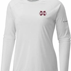 Best deal 👍 Columbia 👩 Women's Mississippi State Bulldogs White Tidal Long Sleeve T-Shirt 🧨