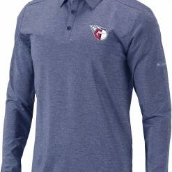 Cheapest 🥰 Columbia Men's Cleveland Guardians Navy Pin High Long Sleeve Polo ✔️