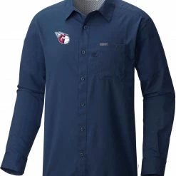 Flash Sale 🛒 Columbia Men's Cleveland Guardians Navy Slack Tide Long Sleeve T-Shirt ⌛