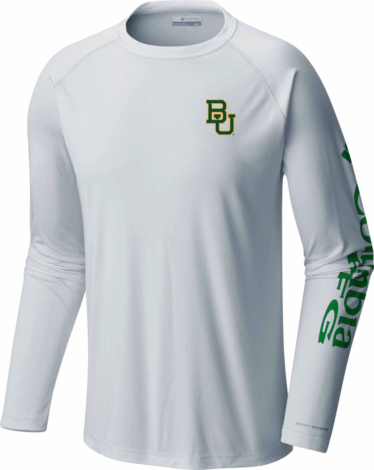 Outlet โญ Columbia Men's Baylor Bears White Terminal Tackle Long Sleeve T-Shirt ๐