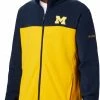 Hot Sale 😉 Columbia Men's Michigan Wolverines Blue Flanker Full-Zip Fleece Jacket 🥰