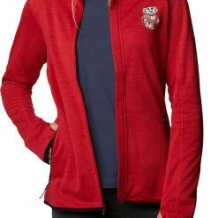 Best Sale 🎉 Columbia 👩 Women's Wisconsin Badgers Red Darling Days Full-Zip Hoodie 😉