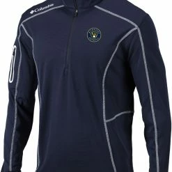 Budget 🤩 Columbia Men's Milwaukee Brewers Navy Shotgun Quarter-Zip 👕 Shirt 🥰